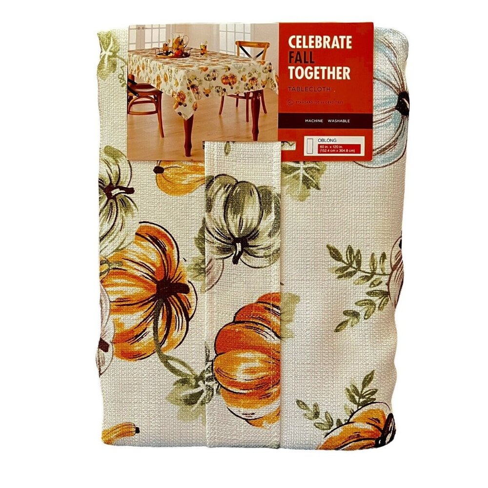 Celebrate Fall Together Pumpkin Toss Tablecloth Oblong 60" x 120" Kohl's Harvest